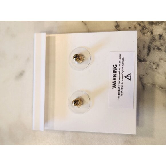 Chaps White Flower Drop Earrings With Gold Accents - Picture 3 of 5